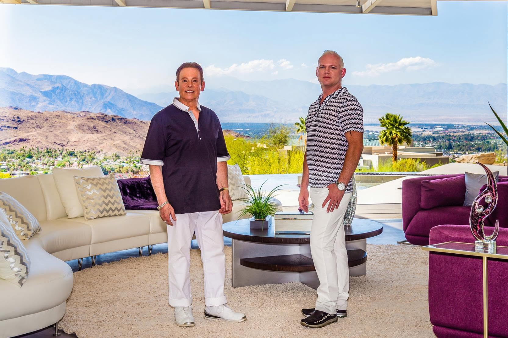 Daniel Riggs and colleague photographed inside a Palm Springs property